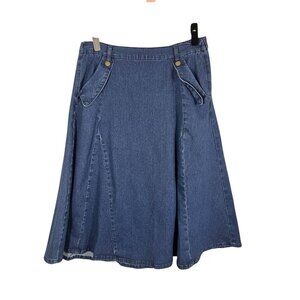 Retro Denim Jean Skirt Blue XL Dark Wash Western Cowgirl Boho Hippie Indie Folk